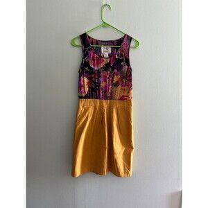 Anthro Tabitha Womens Size 4 Silk Dress Floral Pink Yellow Lila Tank Sheath